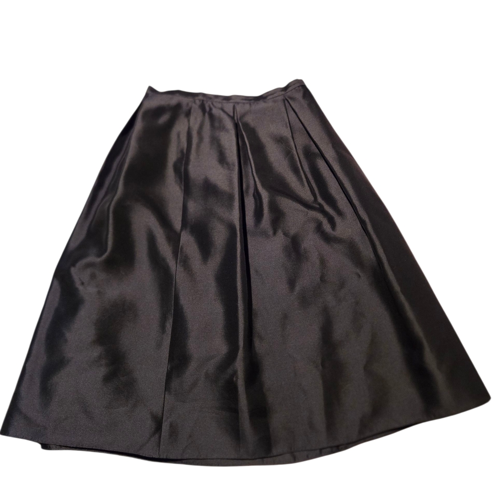 Talbots Black Midi A-Line Pleated Skirt